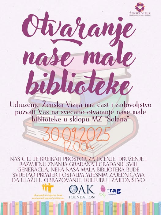 Udruženje Ženska Vizija otvara biblioteku u MZ Solana